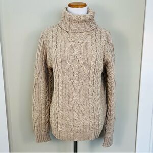 100% Merino Cozy Cable Knit Turtleneck Sweater